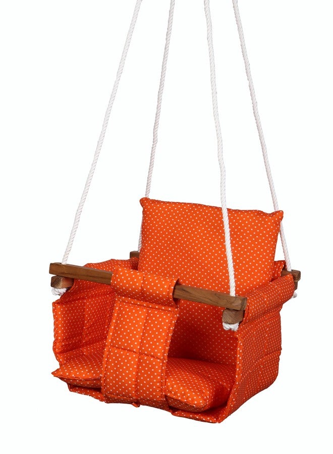 MIHAD Swing for Kids Baby Hanging Indoor Outdoor Jhula for Garden - Suitable for 6 Months to 3 Years for Baby (Up to 25 Kg) (Orange) - Image 2